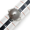 ノンブランド NON BRAND 黒蝶パール ダイヤリング プラチナシルバー Pt900 パール ダイヤモンド リング 指輪 1粒 1P 12号