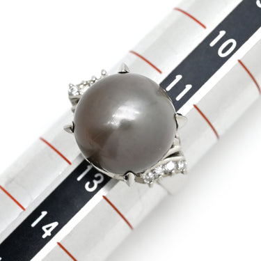 ノンブランド NON BRAND 黒蝶パール ダイヤリング プラチナシルバー Pt900 パール ダイヤモンド リング 指輪 1粒 1P 12号