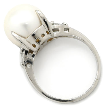 ノンブランド NON BRAND 白蝶パール ダイヤリング プラチナシルバー Pt900 パール ダイヤモンド リング 指輪 1粒 1P 13号