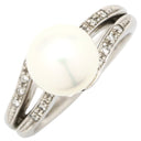 ノンブランド NON BRAND パール ダイヤリング プラチナシルバー Pt900 パール ダイヤモンド リング 指輪 1粒 1P 12号