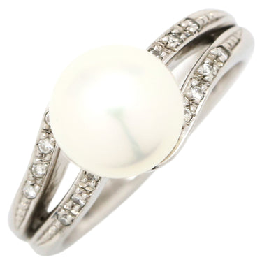 ノンブランド NON BRAND パール ダイヤリング プラチナシルバー Pt900 パール ダイヤモンド リング 指輪 1粒 1P 12号