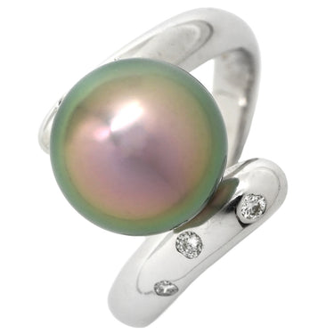 ノンブランド NON BRAND 黒蝶パール ダイヤリング ホワイトゴールド K18WG パール ダイヤモンド リング 指輪 1粒 1P 11号