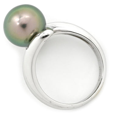 ノンブランド NON BRAND 黒蝶パール ダイヤリング ホワイトゴールド K18WG パール ダイヤモンド リング 指輪 1粒 1P 11号