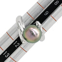 ノンブランド NON BRAND 黒蝶パール ダイヤリング ホワイトゴールド K18WG パール ダイヤモンド リング 指輪 1粒 1P 11号