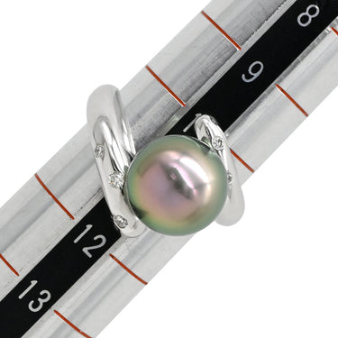 ノンブランド NON BRAND 黒蝶パール ダイヤリング ホワイトゴールド K18WG パール ダイヤモンド リング 指輪 1粒 1P 11号