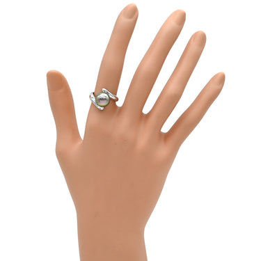 ノンブランド NON BRAND 黒蝶パール ダイヤリング ホワイトゴールド K18WG パール ダイヤモンド リング 指輪 1粒 1P 11号