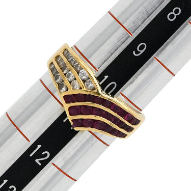 ノンブランド NON BRAND ルビー ダイヤ リング イエローゴールド K18YG ルビー ダイヤモンド リング 指輪 Au750 18K 18金 レッド 赤 10.5号