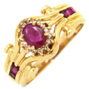 ノンブランド NON BRAND ルビー ダイヤ リング イエローゴールド K18YG ルビー ダイヤモンド リング 指輪 Au750 18K 18金 レッド 赤 13.5号