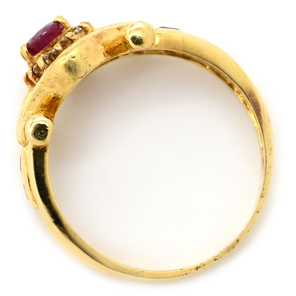 K18YGリング 8号 ルビー0.65ct ダイヤモンド 0.48ct 18金