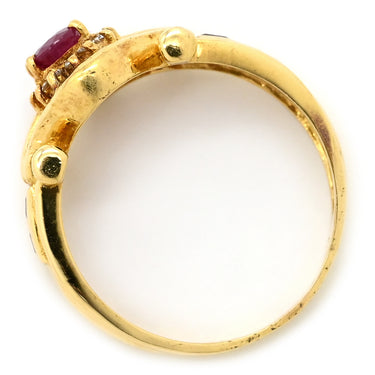 ノンブランド NON BRAND ルビー ダイヤ リング イエローゴールド K18YG ルビー ダイヤモンド リング 指輪 Au750 18K 18金 レッド 赤 13.5号