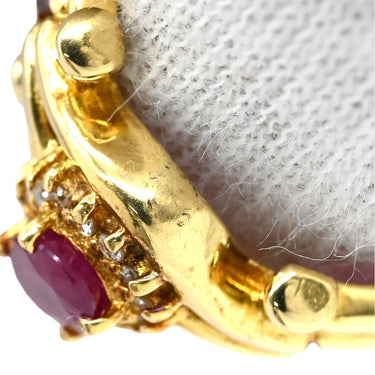 ノンブランド NON BRAND ルビー ダイヤ リング イエローゴールド K18YG ルビー ダイヤモンド リング 指輪 Au750 18K 18金 レッド 赤 13.5号