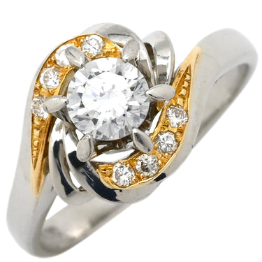 ノンブランド NON BRAND ダイヤリング プラチナシルバーXイエローゴールド Pt900 K18YG ダイヤモンド リング 指輪 コンビリング 10.5号