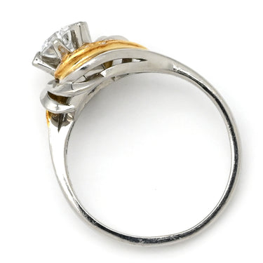 ノンブランド NON BRAND ダイヤリング プラチナシルバーXイエローゴールド Pt900 K18YG ダイヤモンド リング 指輪 コンビリング 10.5号