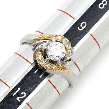 ノンブランド NON BRAND ダイヤリング プラチナシルバーXイエローゴールド Pt900 K18YG ダイヤモンド リング 指輪 コンビリング 10.5号