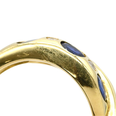 ノンブランド NON BRAND ブルーサファイア ダイヤ イエローゴールド K18YG サファイア ダイヤモンド リング 指輪 青 12号