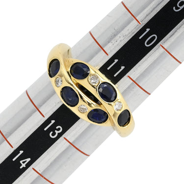 ノンブランド NON BRAND ブルーサファイア ダイヤ イエローゴールド K18YG サファイア ダイヤモンド リング 指輪 青 12号