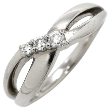 4℃ 4℃ ダイヤリング プラチナシルバー Pt900 ダイヤモンド リング 指輪 3P 3粒 8号