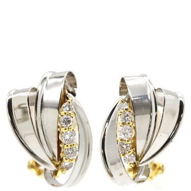 ノンブランド NON BRAND ダイヤモンド コンビ プラチナシルバーXイエローゴールド K18YG Pt900 ダイヤモンド イヤリング 750 18K プラチナ