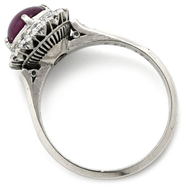 ノンブランド NON BRAND スタールビー ダイヤリング プラチナシルバー Pt850 ルビー ダイヤモンド リング 指輪 レッド 赤 Pm850 14.5号