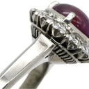 ノンブランド NON BRAND スタールビー ダイヤリング プラチナシルバー Pt850 ルビー ダイヤモンド リング 指輪 レッド 赤 Pm850 14.5号