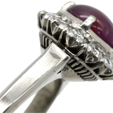 ノンブランド NON BRAND スタールビー ダイヤリング プラチナシルバー Pt850 ルビー ダイヤモンド リング 指輪 レッド 赤 Pm850 14.5号