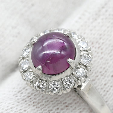 ノンブランド NON BRAND スタールビー ダイヤリング プラチナシルバー Pt850 ルビー ダイヤモンド リング 指輪 レッド 赤 Pm850 14.5号