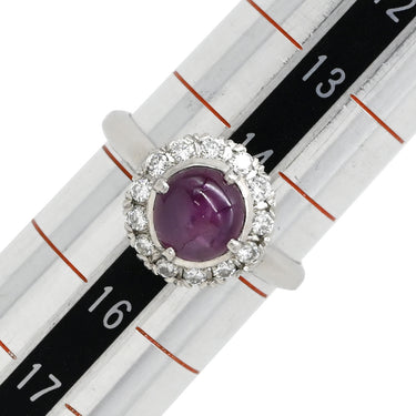 ノンブランド NON BRAND スタールビー ダイヤリング プラチナシルバー Pt850 ルビー ダイヤモンド リング 指輪 レッド 赤 Pm850 14.5号