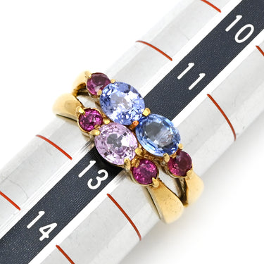 ノンブランド NON BRAND サファイア ルビー リング イエローゴールド×ブルー×ピンク K18YG サファイア ルビー リング 指輪 ブルー ピンク 750 YG 12号