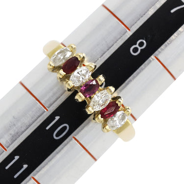 ノンブランド NON BRAND ルビー ダイヤリング ゴールド K14 ルビー ダイヤモンド リング 指輪 一文字 5P 9号