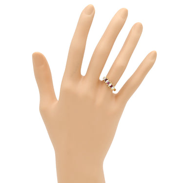 ノンブランド NON BRAND ルビー ダイヤリング ゴールド K14 ルビー ダイヤモンド リング 指輪 一文字 5P 9号