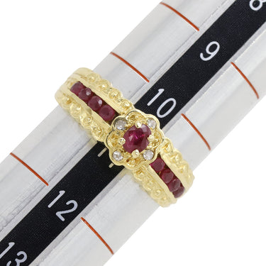 ノンブランド NON BRAND ルビー ダイヤリング イエローゴールド K18YG ルビー ダイヤモンド リング 指輪 レッド 赤 1Pダイヤ 11号