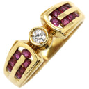 ノンブランド NON BRAND ルビー ダイヤリング イエローゴールド K18YG ルビー ダイヤモンド リング 指輪 レッド 赤 1Pダイヤ 11号