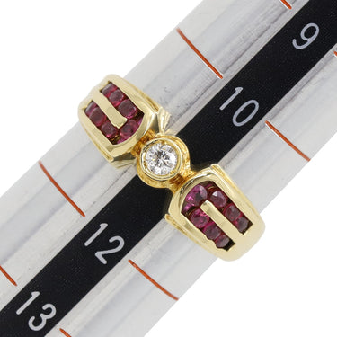 ノンブランド NON BRAND ルビー ダイヤリング イエローゴールド K18YG ルビー ダイヤモンド リング 指輪 レッド 赤 1Pダイヤ 11号