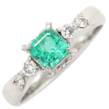 ノンブランド NON BRAND エメラルド ダイヤモンド リング プラチナシルバー Pt900 エメラルド ダイヤモンド リング 指輪 グリーン 緑 四角 立爪 10号