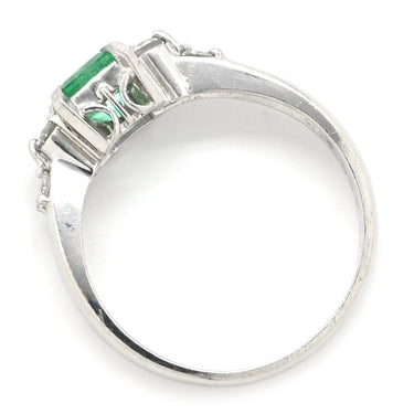 ノンブランド NON BRAND エメラルド ダイヤモンド リング プラチナシルバー Pt900 エメラルド ダイヤモンド リング 指輪 グリーン 緑 四角 立爪 10号