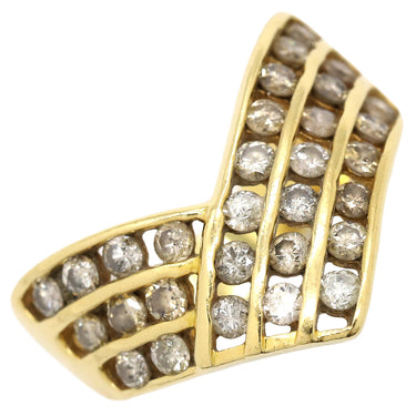 ノンブランド NON BRAND ダイヤリング イエローゴールド K18YG ダイヤモンド リング 指輪 V字 Vライン 14.5号