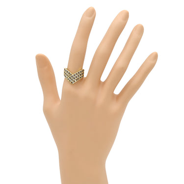 ノンブランド NON BRAND ダイヤリング イエローゴールド K18YG ダイヤモンド リング 指輪 V字 Vライン 14.5号