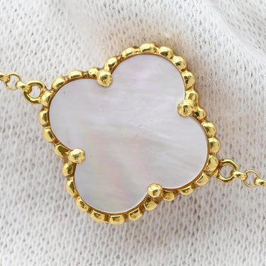 ノンブランド NON BRAND フラワーモチーフ シェルブレスレット イエローゴールド K18YG シェル ブレスレット ゴールド金具 天然シェル フリーフォーム 淡桃色