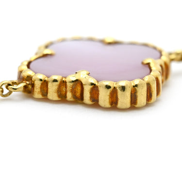 ノンブランド NON BRAND フラワーモチーフ シェルブレスレット イエローゴールド K18YG シェル ブレスレット ゴールド金具 天然シェル フリーフォーム 淡桃色