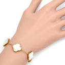 ノンブランド NON BRAND フラワーモチーフ シェルブレスレット イエローゴールド K18YG シェル ブレスレット ゴールド金具 天然シェル フリーフォーム 淡桃色