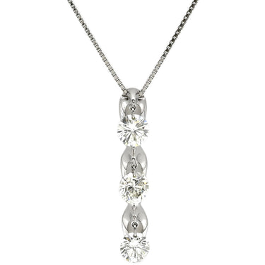 ノンブランド NON BRAND ダイヤペンダント プラチナシルバー Pt900 ダイヤモンド PT850(チェーン) ネックレス 3P 3粒 ドロップ