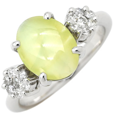 ノンブランド NON BRAND キャッツアイ ダイヤリング プラチナシルバー Pt900 クリソベリルキャッツアイ ダイヤモンド リング 指輪 猫目石 12号