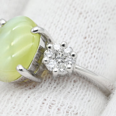 ノンブランド NON BRAND キャッツアイ ダイヤリング プラチナシルバー Pt900 クリソベリルキャッツアイ ダイヤモンド リング 指輪 猫目石 12号