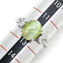 ノンブランド NON BRAND キャッツアイ ダイヤリング プラチナシルバー Pt900 クリソベリルキャッツアイ ダイヤモンド リング 指輪 猫目石 12号