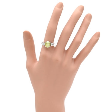 ノンブランド NON BRAND キャッツアイ ダイヤリング プラチナシルバー Pt900 クリソベリルキャッツアイ ダイヤモンド リング 指輪 猫目石 12号