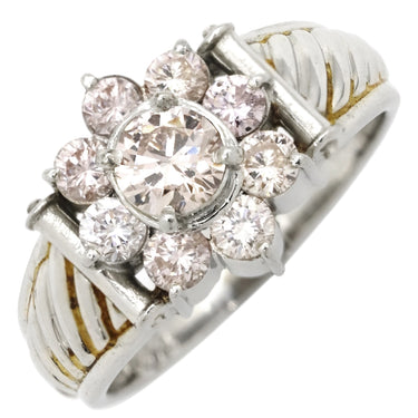 ノンブランド NON BRAND ダイヤモンド プラチナシルバー Pt900 ダイヤモンド リング 指輪 フラワーモチーフ ファンシーライトブラウンピンクダイヤ 12号