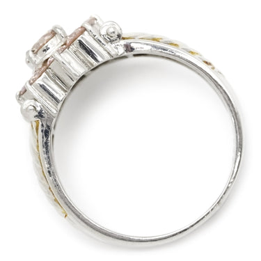 ノンブランド NON BRAND ダイヤモンド プラチナシルバー Pt900 ダイヤモンド リング 指輪 フラワーモチーフ ファンシーライトブラウンピンクダイヤ 12号