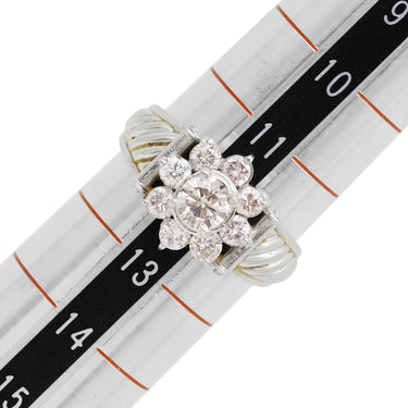 ノンブランド NON BRAND ダイヤモンド プラチナシルバー Pt900 ダイヤモンド リング 指輪 フラワーモチーフ ファンシーライトブラウンピンクダイヤ 12号