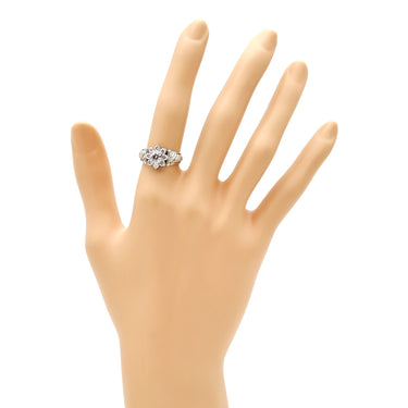 ノンブランド NON BRAND ダイヤモンド プラチナシルバー Pt900 ダイヤモンド リング 指輪 フラワーモチーフ ファンシーライトブラウンピンクダイヤ 12号