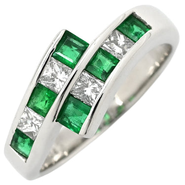 ノンブランド NON BRAND エメラルド ダイヤモンド リング プラチナシルバー Pt900 エメラルド ダイヤモンド リング 指輪 グリーン 緑 プリンセスカット 12号